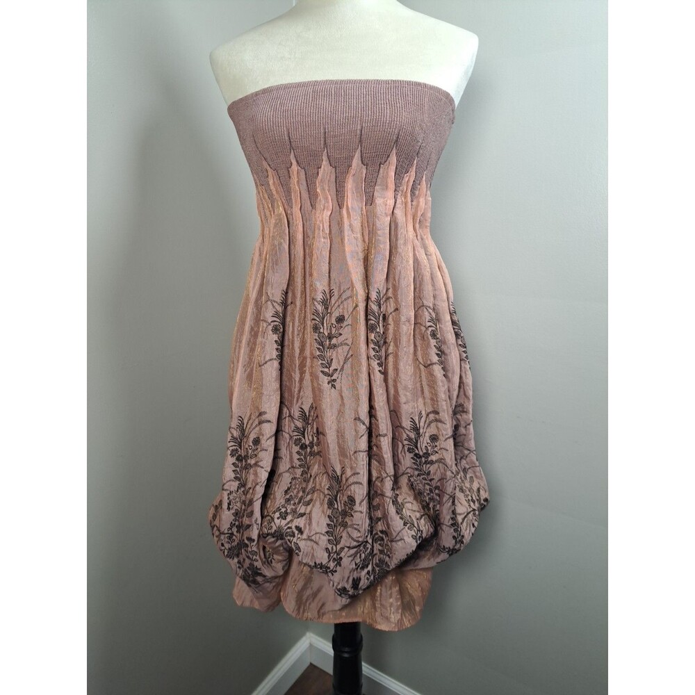 Lapis Smocked Strapless Shimmer Midi Dress OS Beach Cover Up Festival Coquette